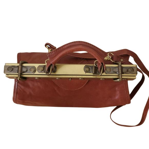 vtg CE.DI 2 Italian leather satchel crossbody Gladstone frame doctor bag purse - Picture 4 of 11